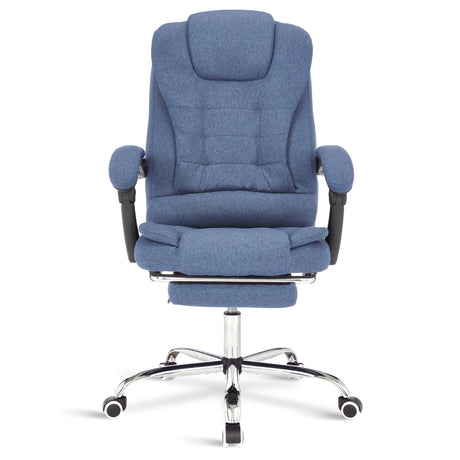 Blue linen swivel recliner chair – ergonomic and stylish design with adjustable reclining and swivel function.