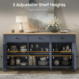 [Blue] Linra sideboard in a styled interior space showing storage capacity with adjustable shelves feature