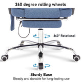 Blue massage office desk chair with 360-degree rotation, durable for long-lasting use.