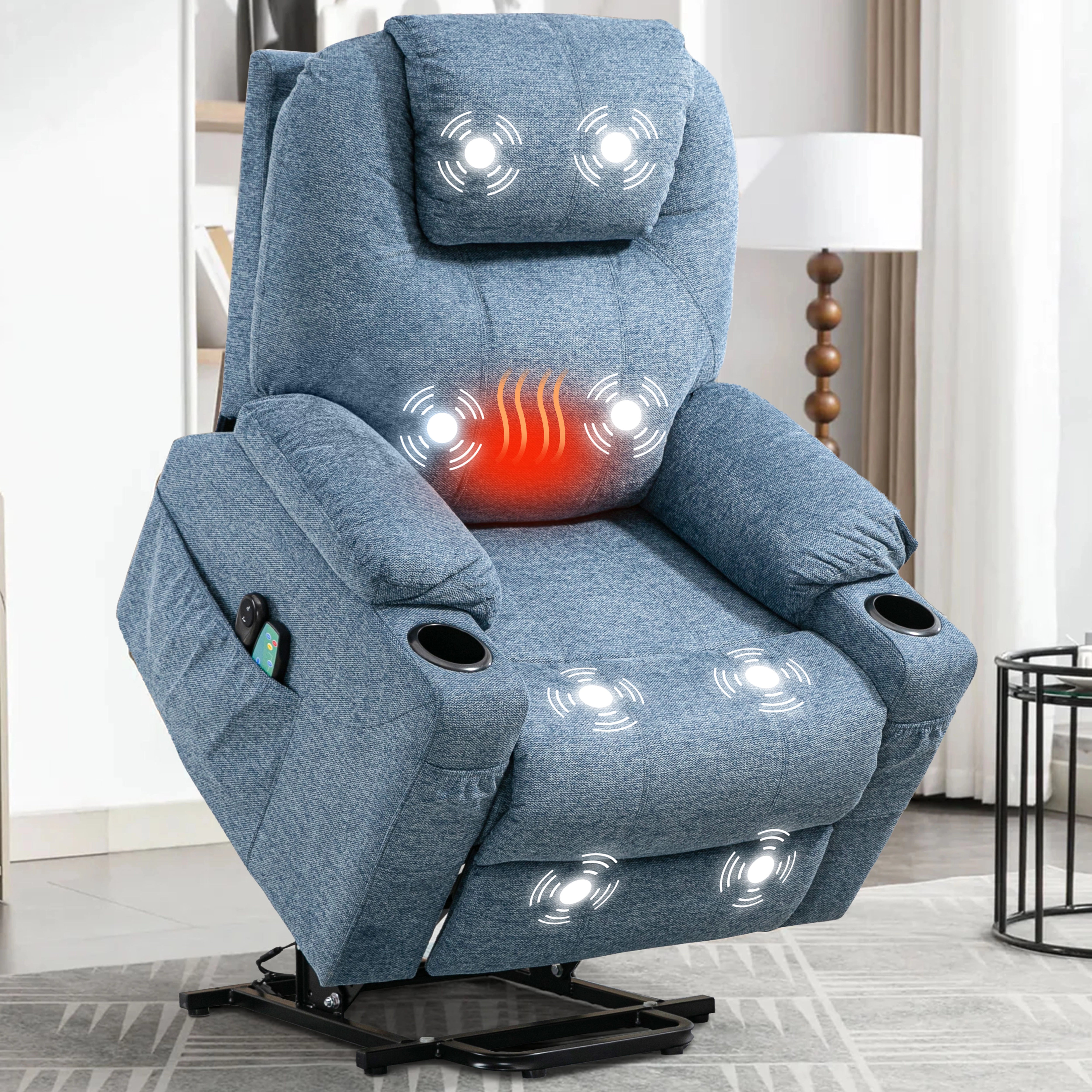 Riser Recliner Chair With Cup Holder Fabric Armchair - Main Image