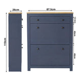 [Blue] Dimension diagram for 2 Door Shoe Cabinet with Drawer – Slim Hallway Storage Unit showing 110cm height and 87.5cm width.
