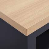 [Blue] Tavero corner TV unit oak effect top surface close-up showing warm natural wood grain