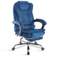 Blue velvet office chair with adjustable footrest—style meets comfort for your office!