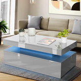 High Gloss Storage Coffee Table With Drawers & LED Lights