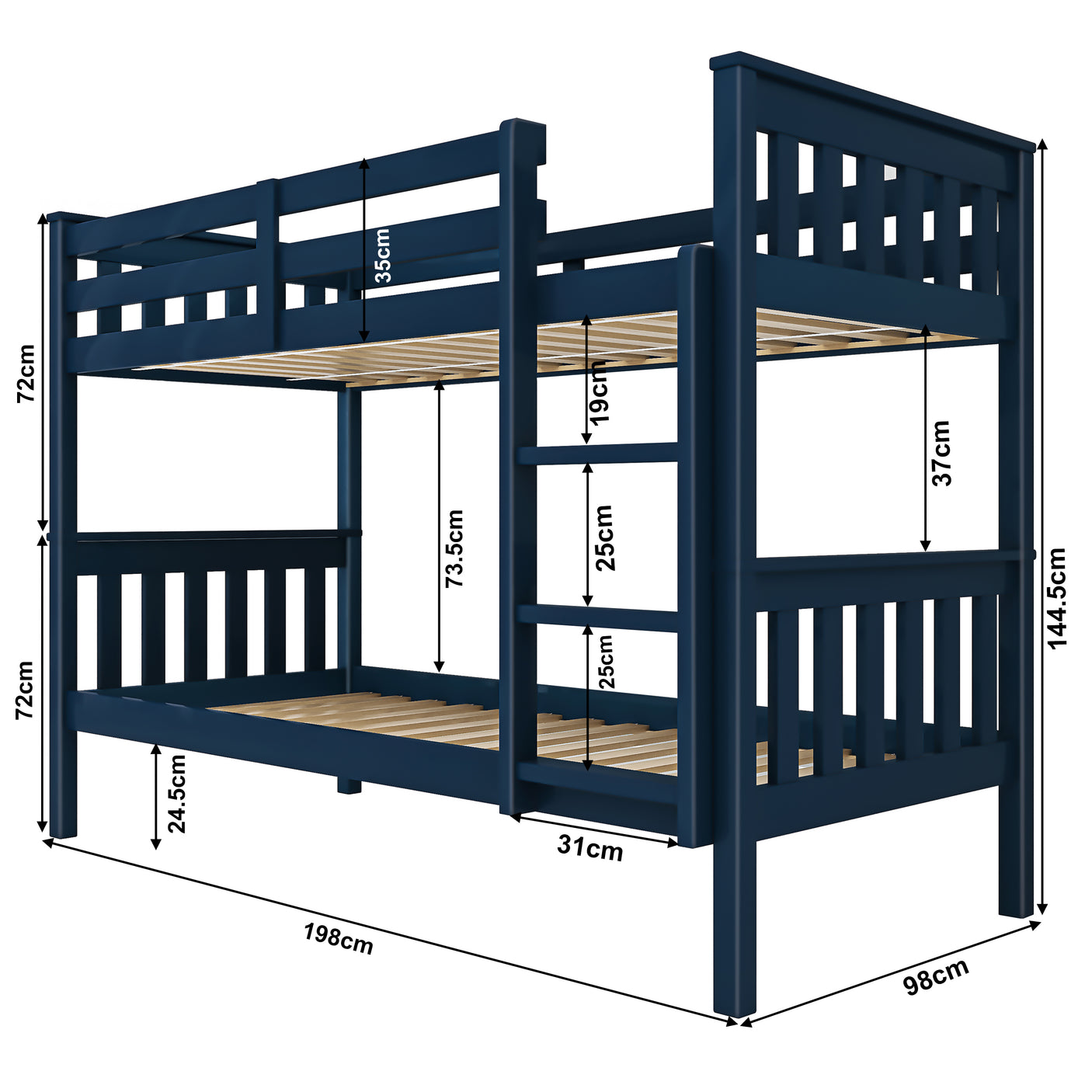 Double Bunk Bed Frame - Detachable Bunk Bed for Kids