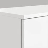 [White] Top corner panel detail of white Blythe wardrobe showing square edge and smooth matte finish