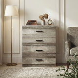 [Ash Grey] Blythe bedroom furniture set 4 drawer chest with grey wood-effect grain on drawer fronts and plinth base