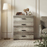[Ash Grey] Blythe bedroom furniture set 4 drawer chest with grey wood-effect grain on drawer fronts and plinth base