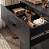[Black] Blythe bedroom furniture set top drawer of 4 drawer chest open showing small stationery inside