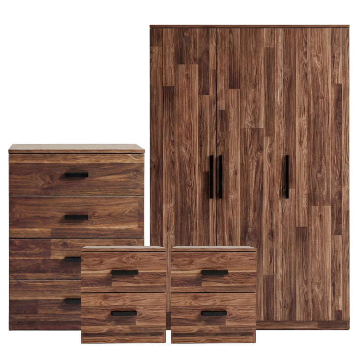 [Dark Bronx] Blythe bedroom furniture set with 3 door wardrobe, 4 drawer chest and two 2 drawer bedsides on white