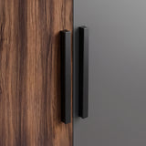 [Walnut] Blythe 2 Door Wardrobe with Shelves and Hanging Rail detailed close-up look door handles.