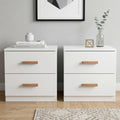 Blythe White Pair of 2 Drawer Bedside Tables, Wooden Handle