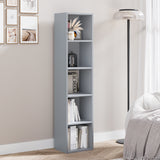 Grey 5 Tier Bookcase Cube Storage Unit in a cozy room setting, offering vertical storage for books and decor.