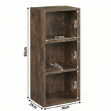 [3 Shelf | Rustic] schematic of three-cubby half-height rustic unit, 30 x 24 x 80 cm; pairs enamel jug with dried wheat