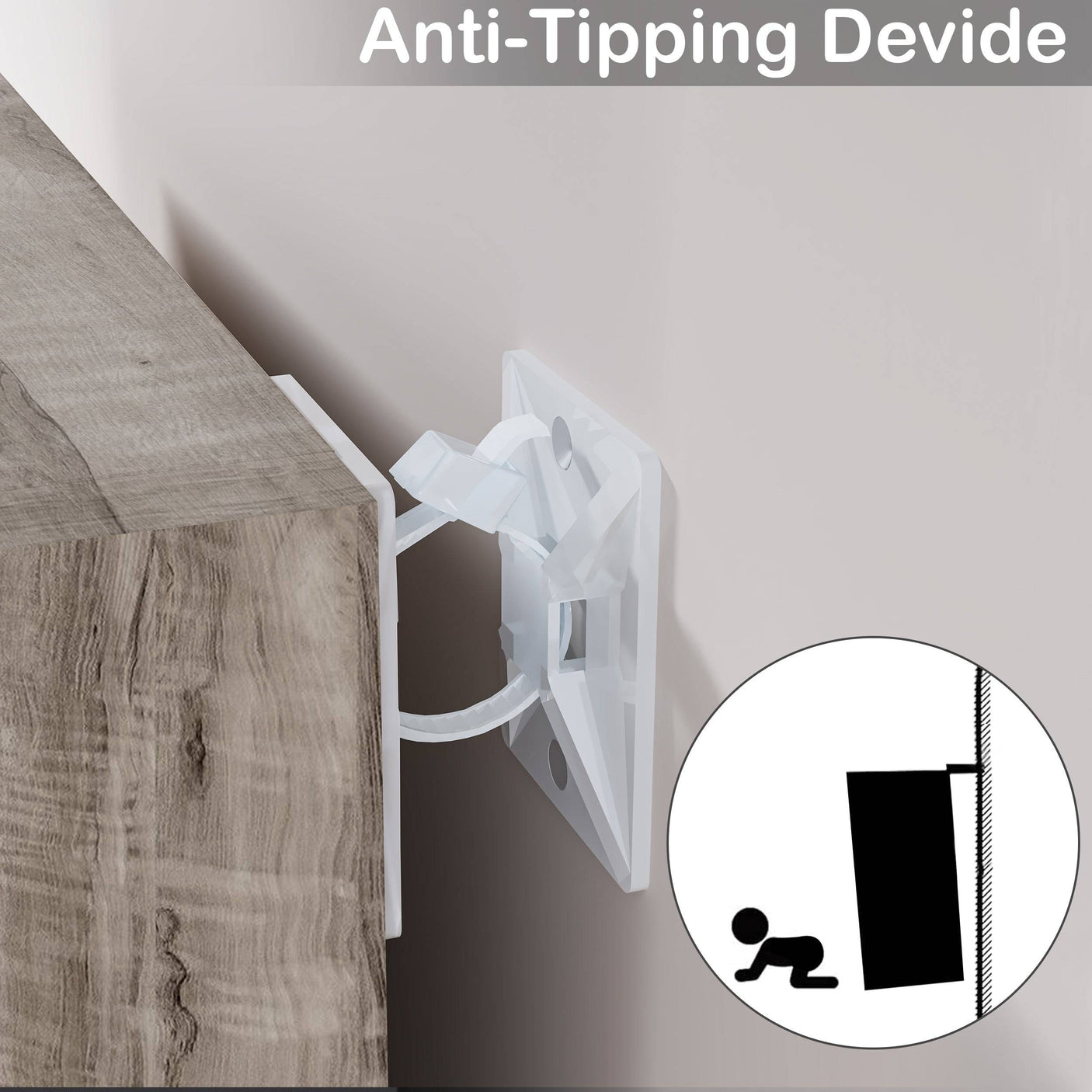 Anti-tipping device for rustic Blisswood bookcase, secure wall mount for child safety.