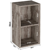 Dimensions of rustic Blisswood 2 shelf bookcase, compact size ideal for small home spaces.