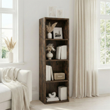 [4 Shelf | Rustic] living alcove setup with rustic panel hallway-tall bookcase over reclaimed plank floor