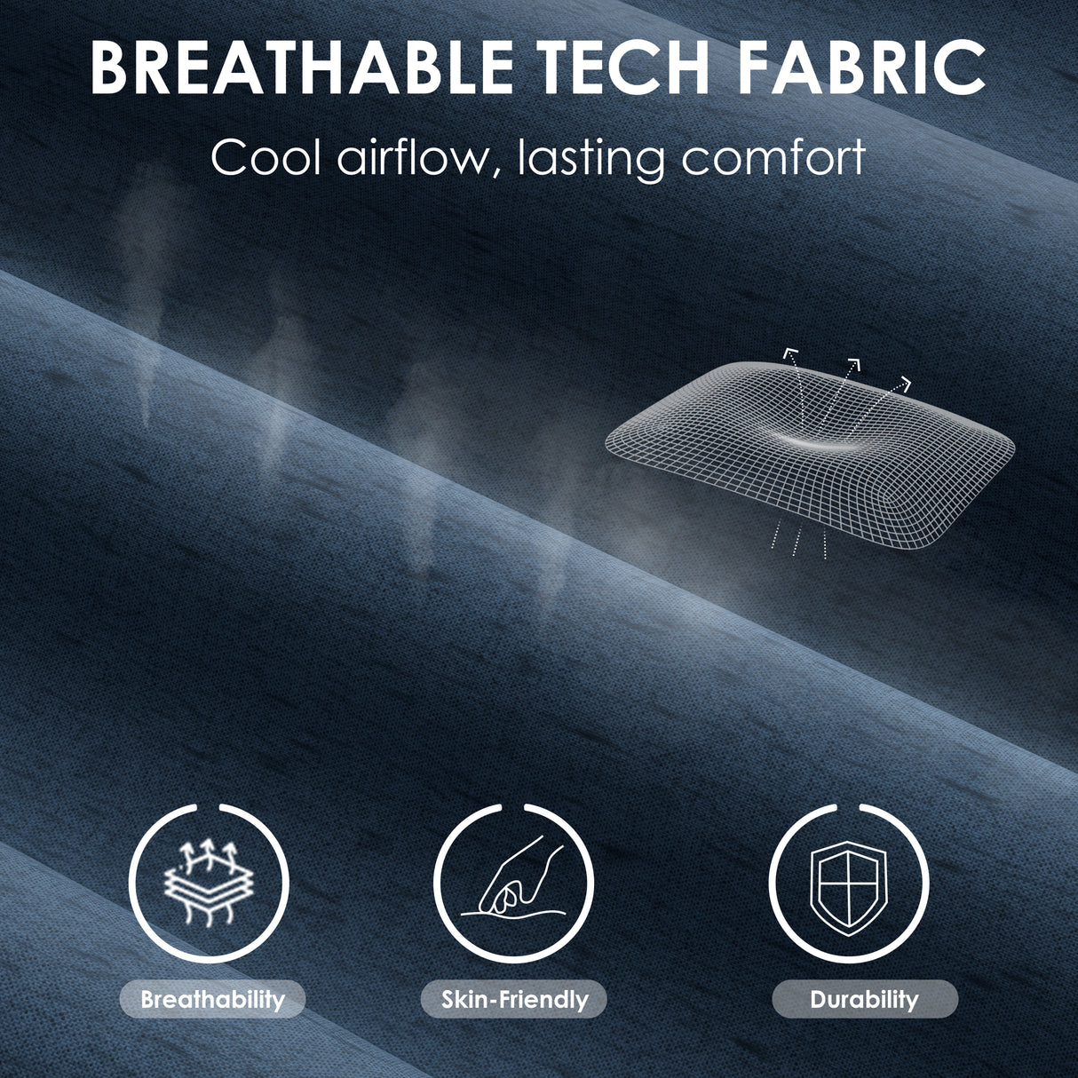 Close-up of breathable tech fabric used in the Xstriker Ergonomic Fabric Gaming Chair With 4D Armrest For Adults, highlighting airflow and comfort features.