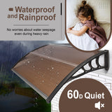 Brown canopy over the door, waterproof and rainproof for effective protection.