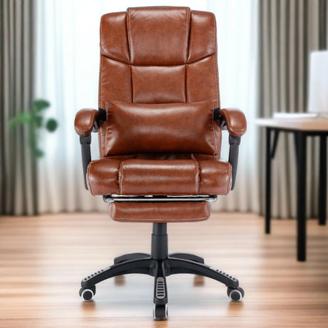 Enhance comfort and style with a brown leather office chair, executive-style desk chair!