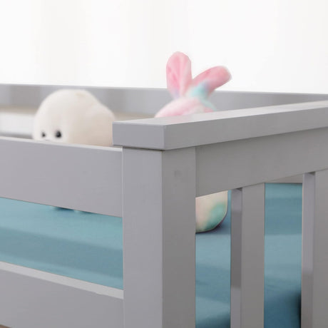 Bunk beds for older kids with top space for toys, offering stylish and space-saving design.