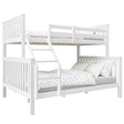 White triple sleeper bunk bed with double bottom and single top, ideal for kids' rooms with limited space and modern decor.