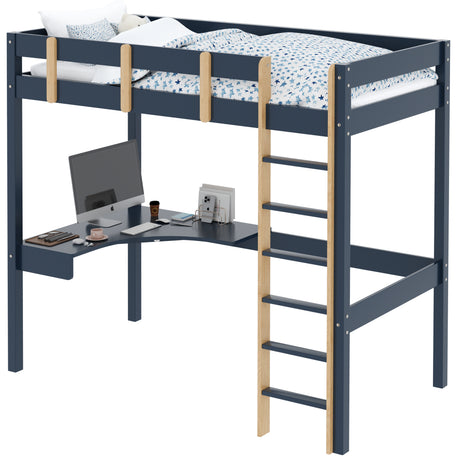 Bunk beds with desk for kids, offering a space-saving design with sleeping and study areas.