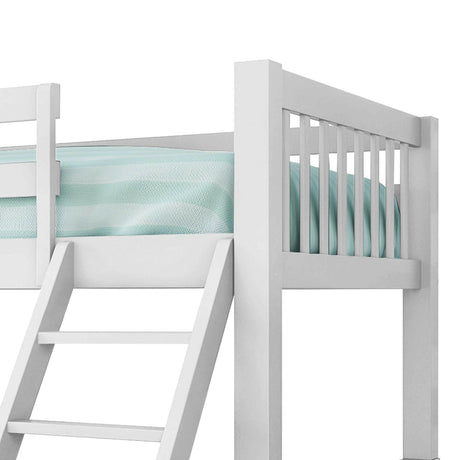 Space-saving bunk beds with stairs, offering easy access to the top bunk and storage options.