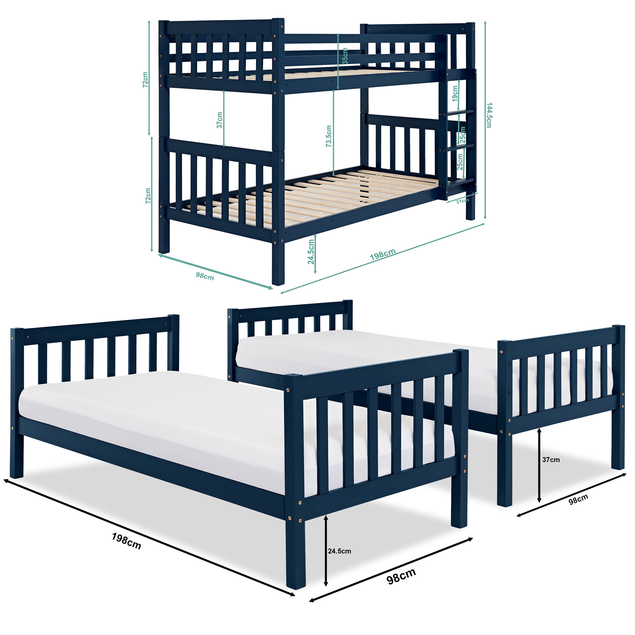 double bed bunk beds