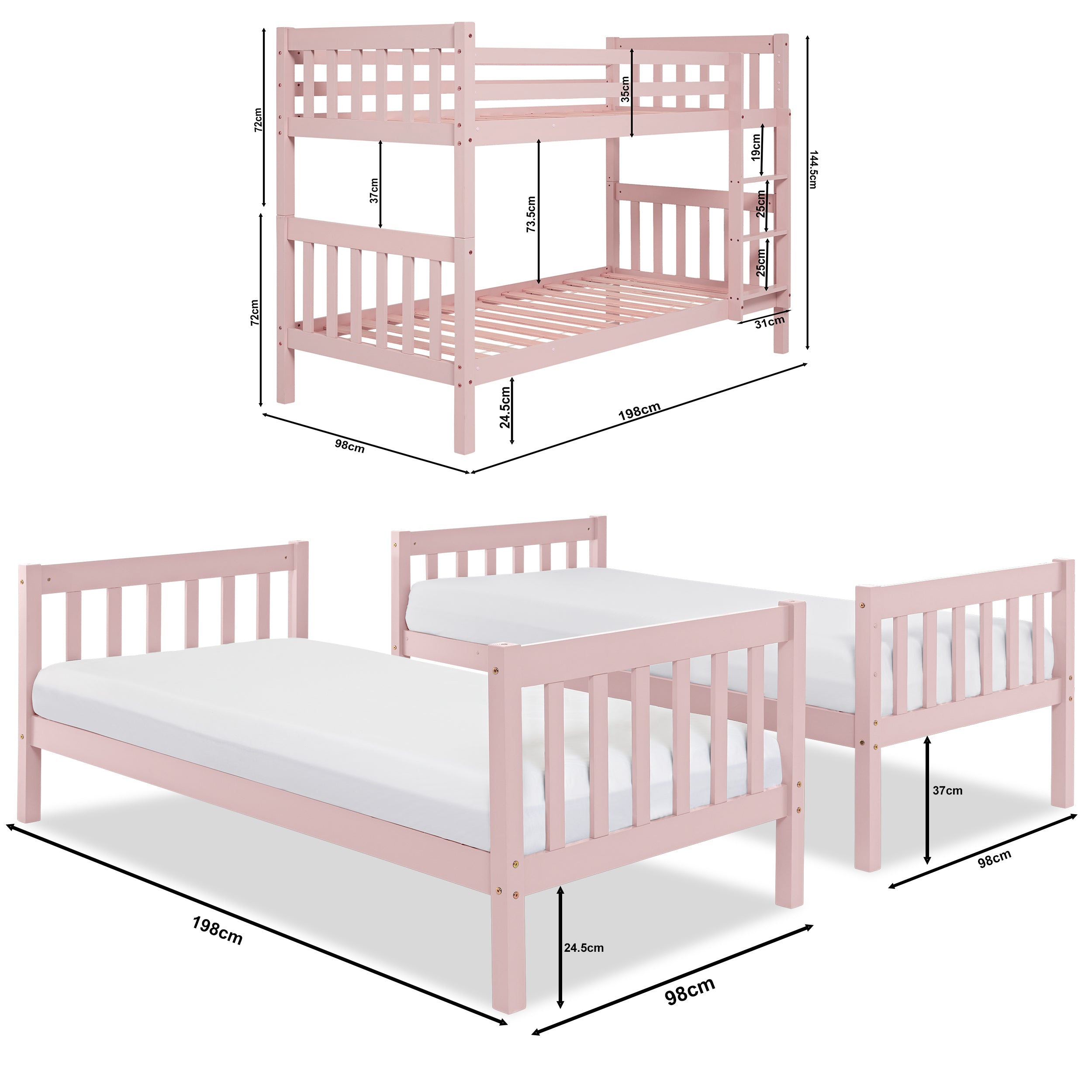 bunk bed with double bed