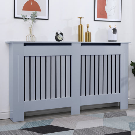 Best buy radiator covers in grey with slatted design, perfect for concealing pipes and adding style.