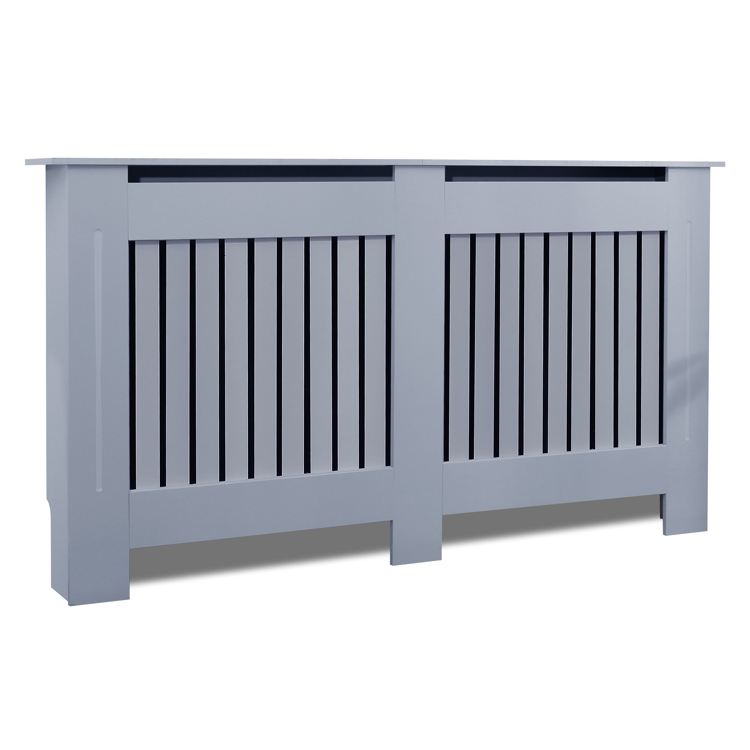 Buy radiator pipe covers in stylish grey with a slatted design, ideal for concealing.