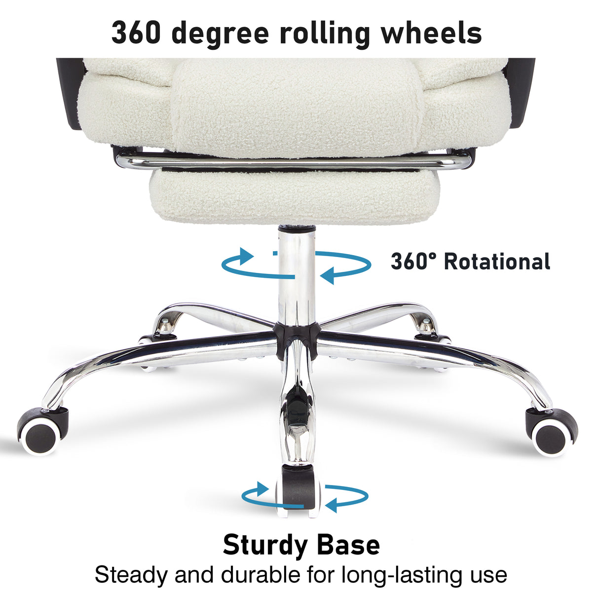 Buy a recliner swivel chair with 360-degree rolling wheels for easy movement and comfort.