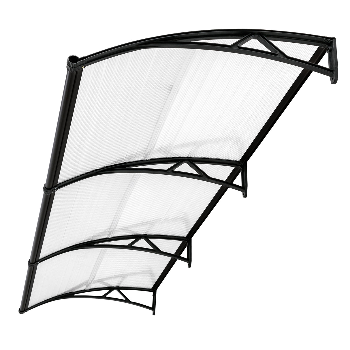 Canopy for over door with a durable polycarbonate roof and black metal frame