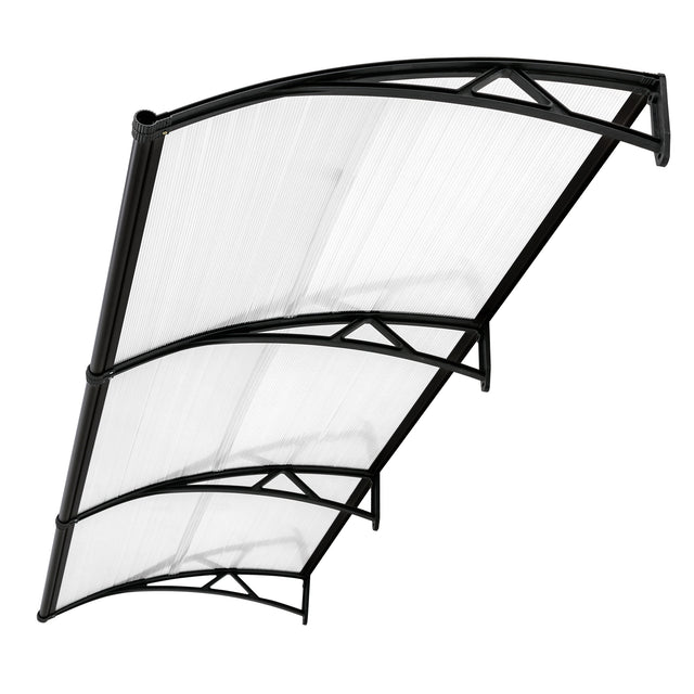 Canopy for over door with a durable polycarbonate roof and black metal frame