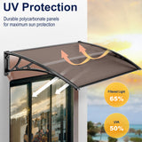 Front door canopy UK, filtered light 65%, durable polycarbonate panels for maximum sun protection.