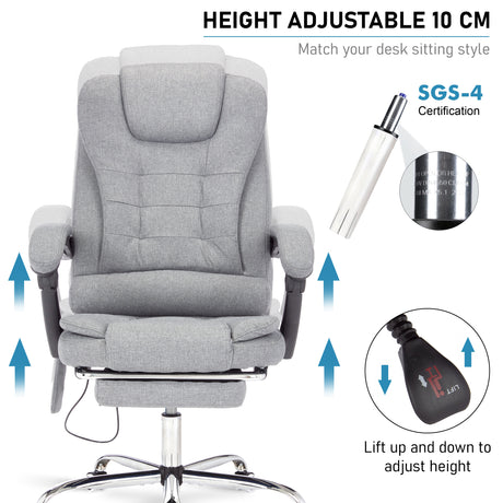 Office massage chair in London with 10 cm height adjustment for ergonomic support.