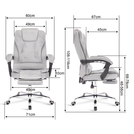 Chair swivel recliner with detailed chair dimensions for ergonomic comfort and perfect fit.