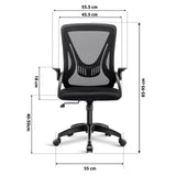 Affordable small black office chair with dimensions, perfect for compact workspaces.