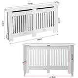 [Large] Chelsea White Radiator Cover annotated dimensions diagram showing 152cm width, 83.2cm height, 19cm depth and internal rear measurements