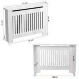 [Medium] Chelsea White Radiator Cover annotated dimensions diagram showing 111.5cm width, 83.2cm height, 19cm depth and internal rear measurements