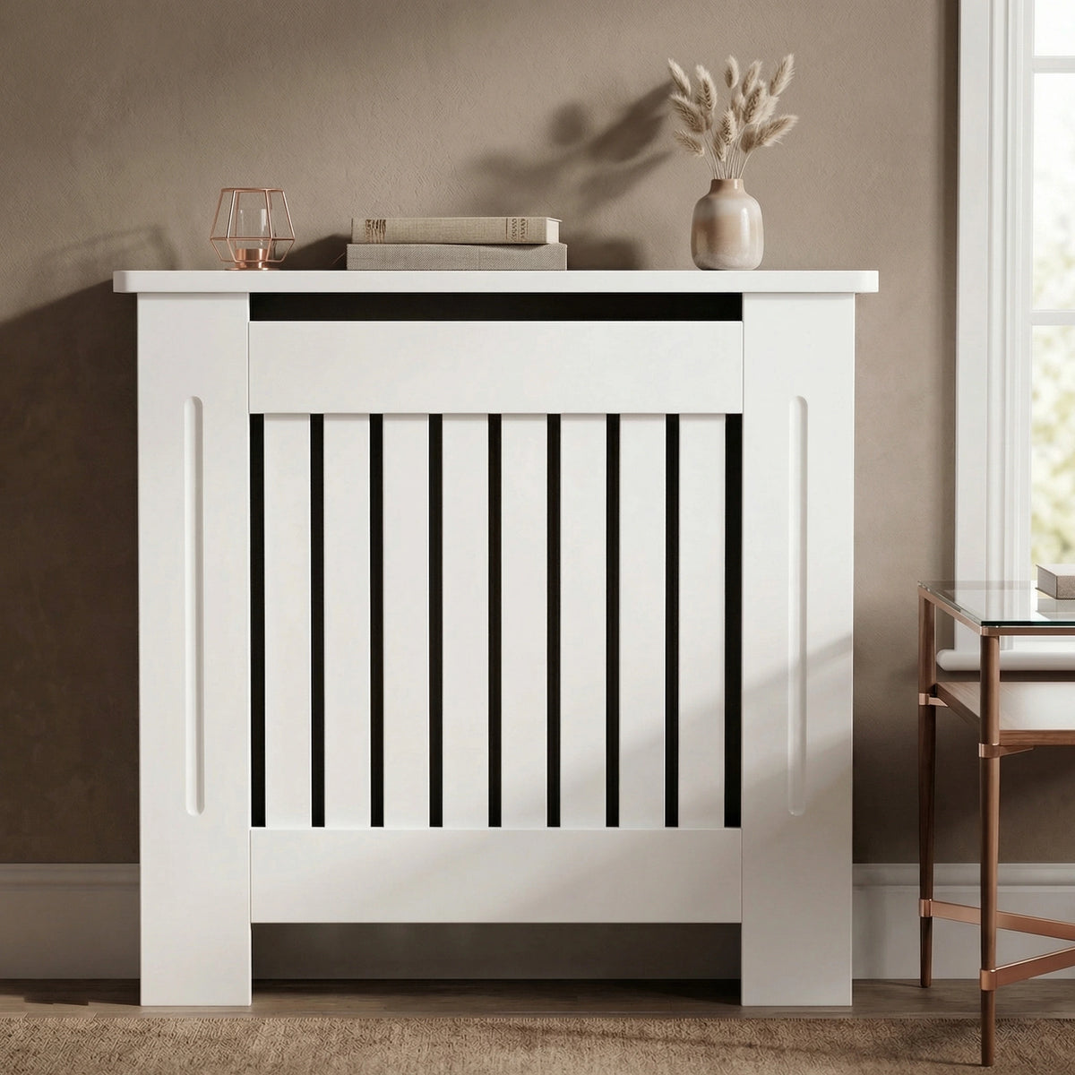 Chelsea Radiator Cover Vertical Wooden Slats Small