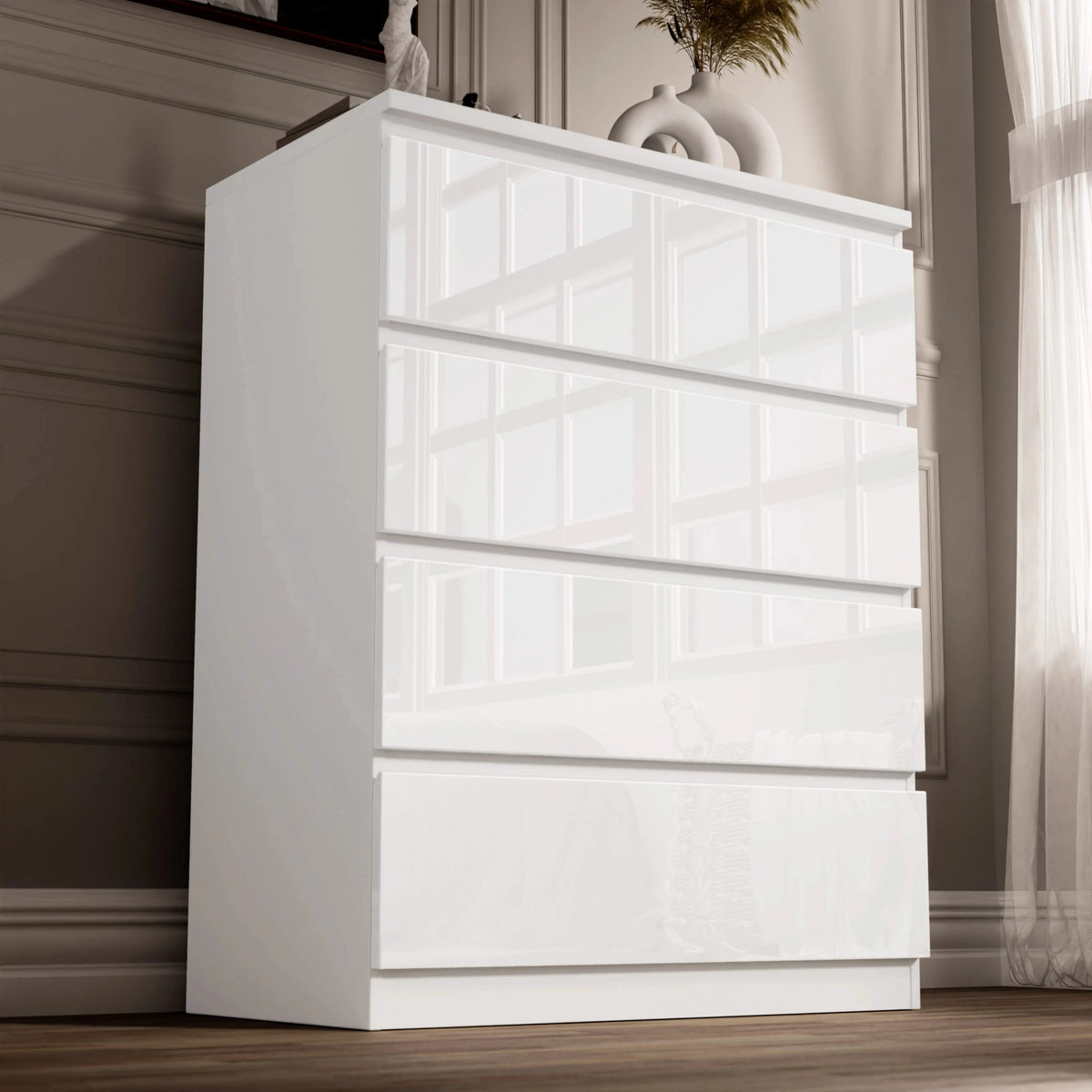 High Gloss 4 Drawer Chest Drawers Bedroom Drawers