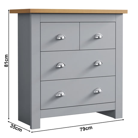 Chest of drawers with handles dimensions 81cm x 35cm x 79cm stylish and functional storage.