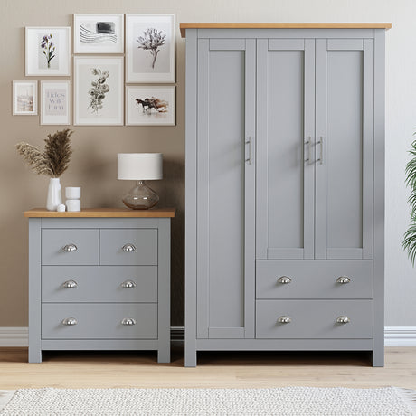 Grey chest of drawers wardrobe set stylish spacious storage solution for modern bedrooms