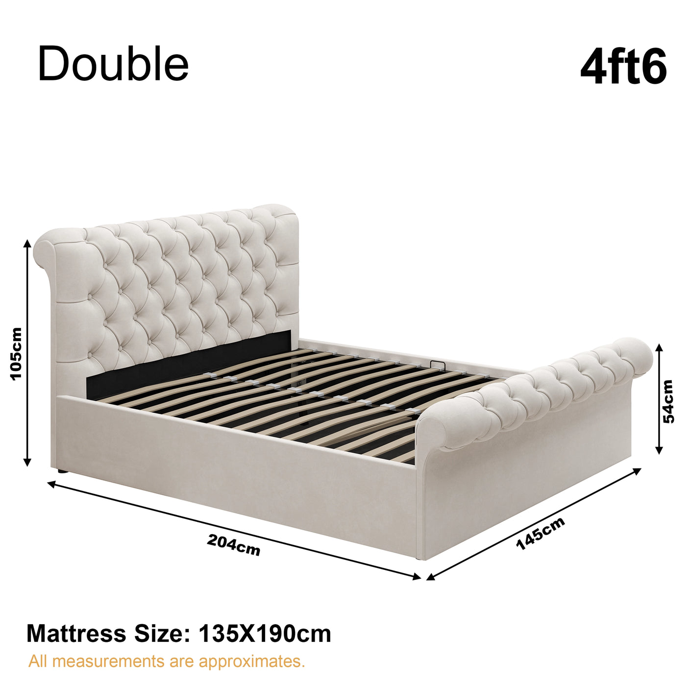 Chesterfield Ottoman Storage Bed - Side Lift Ottoman Bed Frame