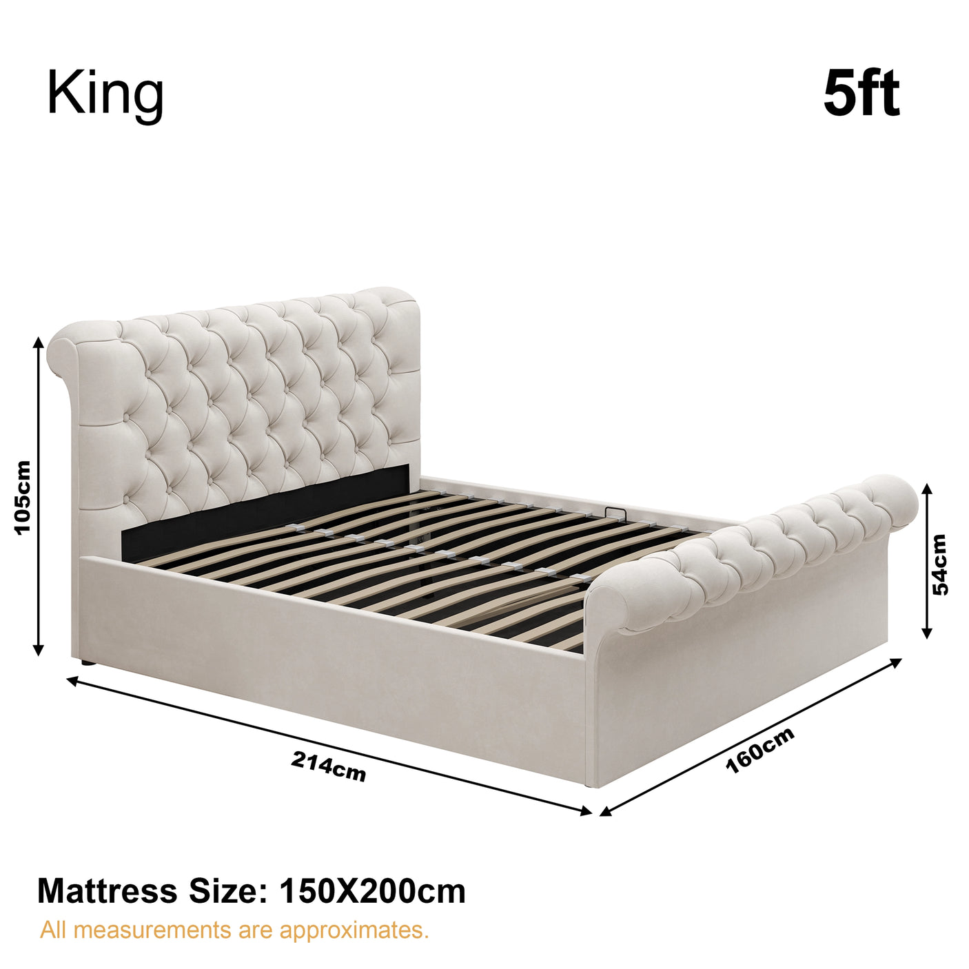 Chesterfield Ottoman Storage Bed - Side Lift Ottoman Bed Frame