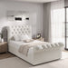 Beige Chesterfield Ottoman Storage Bed in single size, side lift bed frame with tufted headboard and footboard, soft neutral tone.