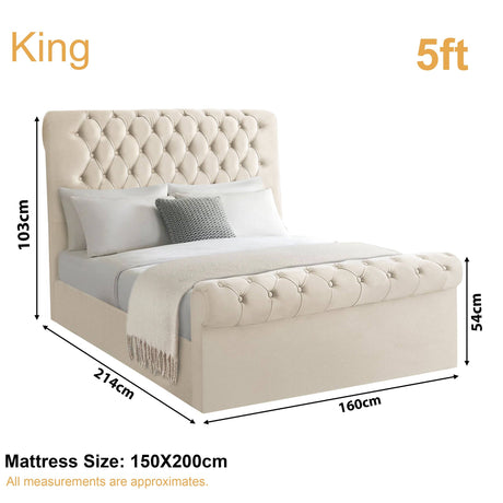 King bed size 103x214x160 cm, perfect for large bedrooms and maximum comfort