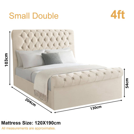 Small double bed size dimensions 103x204x130 cm, perfect for compact spaces and cozy rooms
